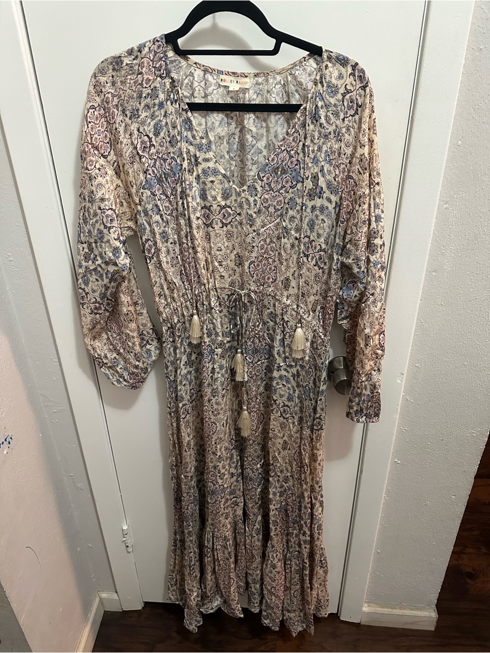 Roller rabbit Bohemian Floral Tassel Maxi Dress - Beige Floral